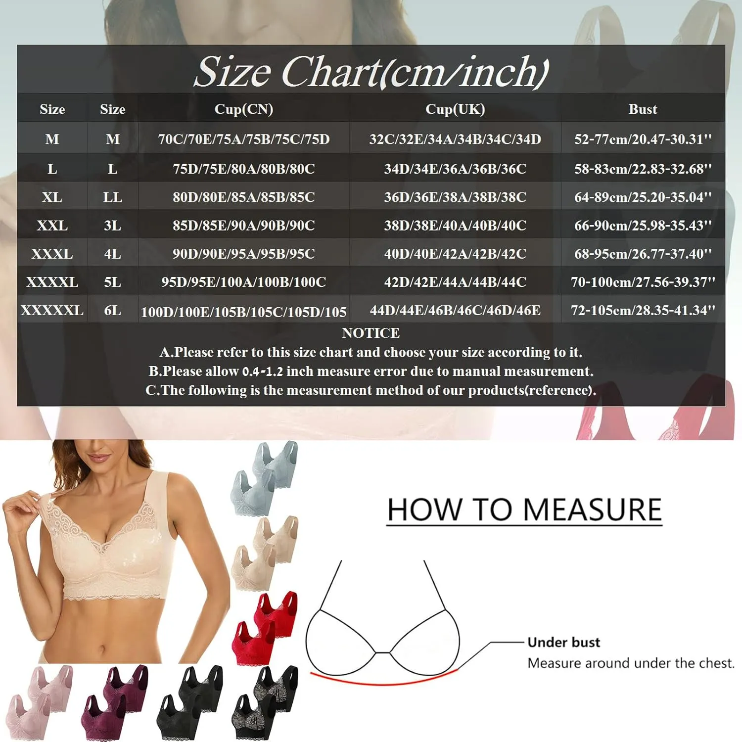 36 C Lace Bra Plus Size Women Underwear Bralette Crop Top Sexy Female Large Push Brassiere for