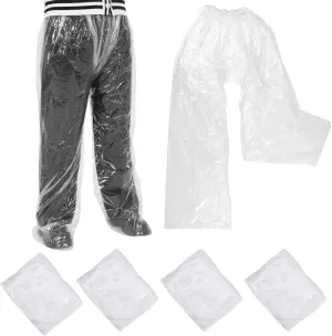 4 PCS Disposable Rain Pants, Long Pant with Shoe Cover Rainpants Clear Plastic Rain Pants Adult Disposable Boot Covers Rainpants for Men Women Outdoor (White)