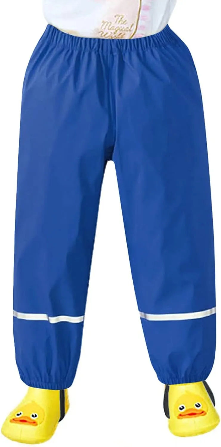 Boys Girls Waterproof Rain Pants Unisex Kids Rain Pants Children Breathable Mud Rainwear Waterproof and Windproof Pants