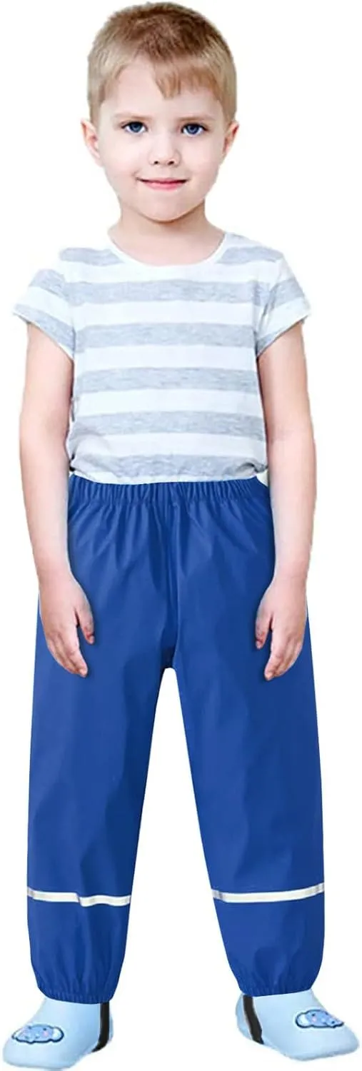 Boys Girls Waterproof Rain Pants Unisex Kids Rain Pants Children Breathable Mud Rainwear Waterproof and Windproof Pants