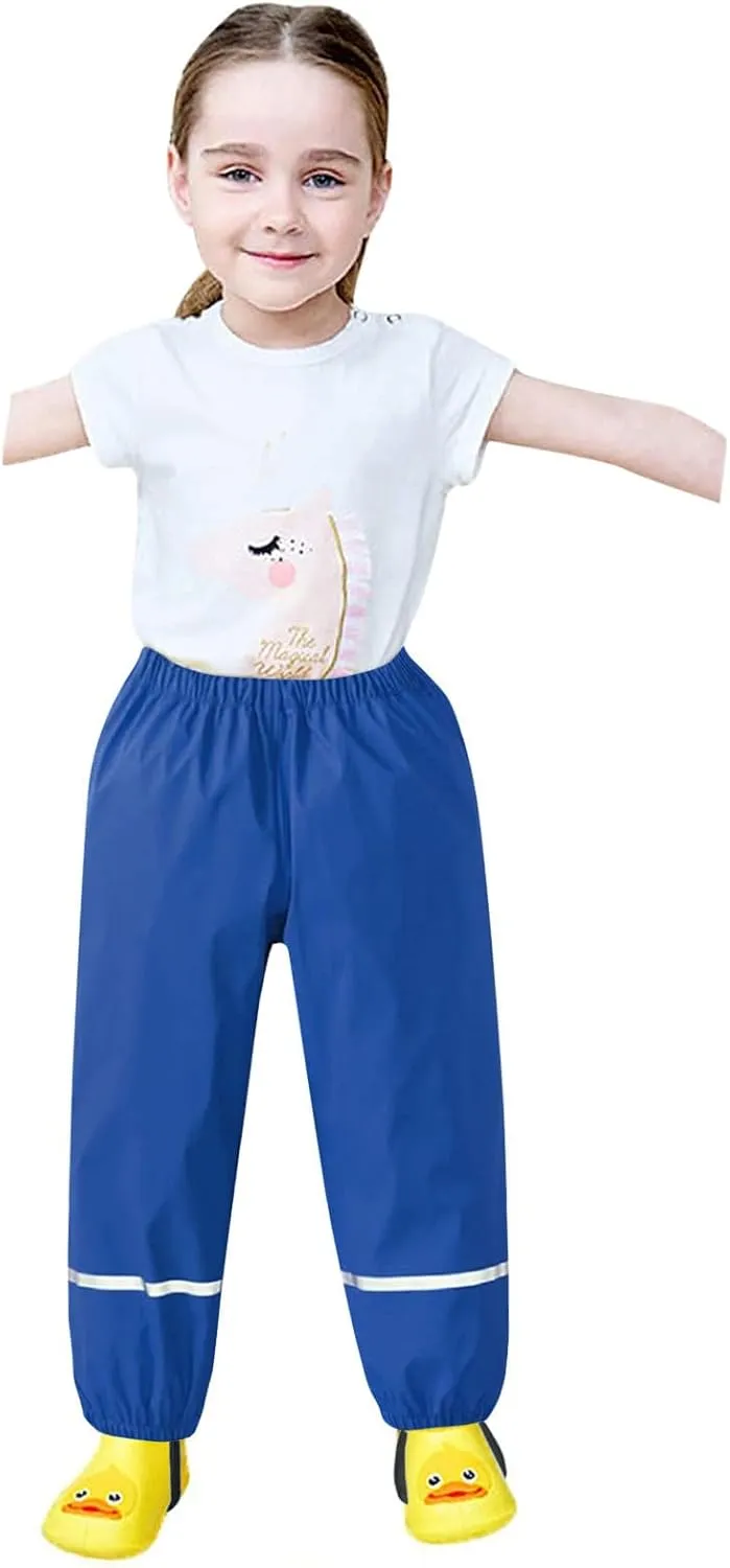 Boys Girls Waterproof Rain Pants Unisex Kids Rain Pants Children Breathable Mud Rainwear Waterproof and Windproof Pants