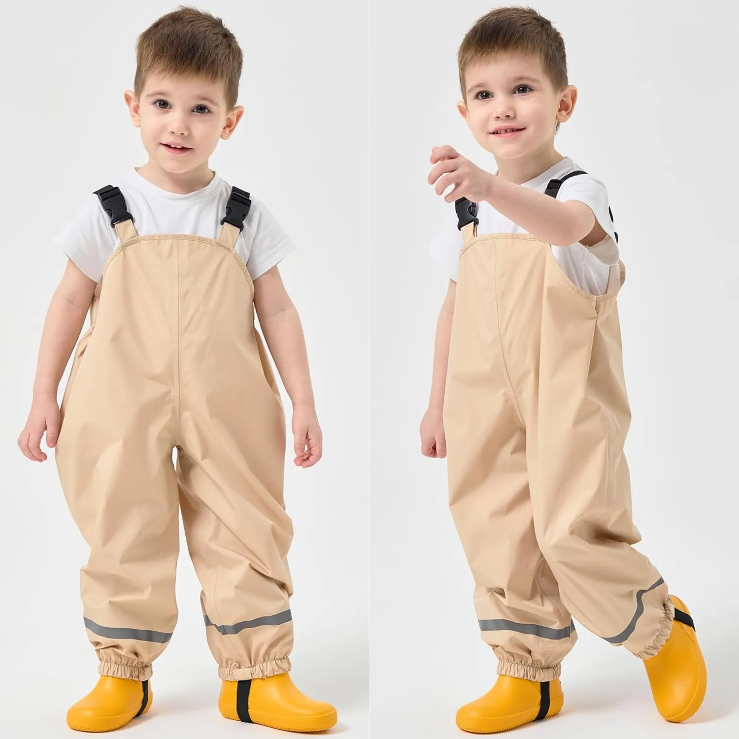 Fewlby Kids Rain Bib Pants, Toddlers Waterproof Suspender Dirty Proof Rain Wear for Boys and Girls