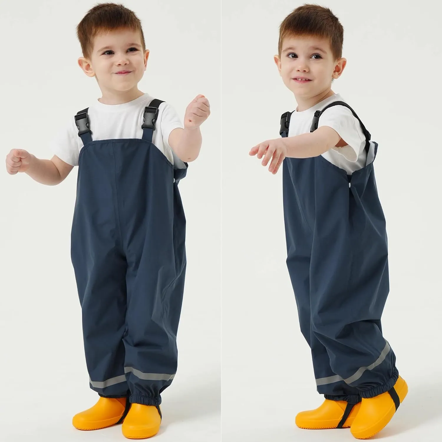 Fewlby Kids Rain Bib Pants, Toddlers Waterproof Suspender Dirty Proof Rain Wear for Boys and Girls