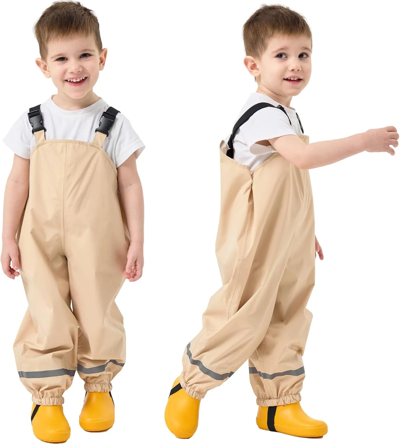 Fewlby Kids Rain Bib Pants, Toddlers Waterproof Suspender Dirty Proof Rain Wear for Boys and Girls
