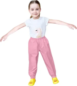 Girls Boys Mud Dirty Proof Rain Trousers Toddler Solid Loose Lightweight Rain Pants Kids Rainy Outfit Sweatpants