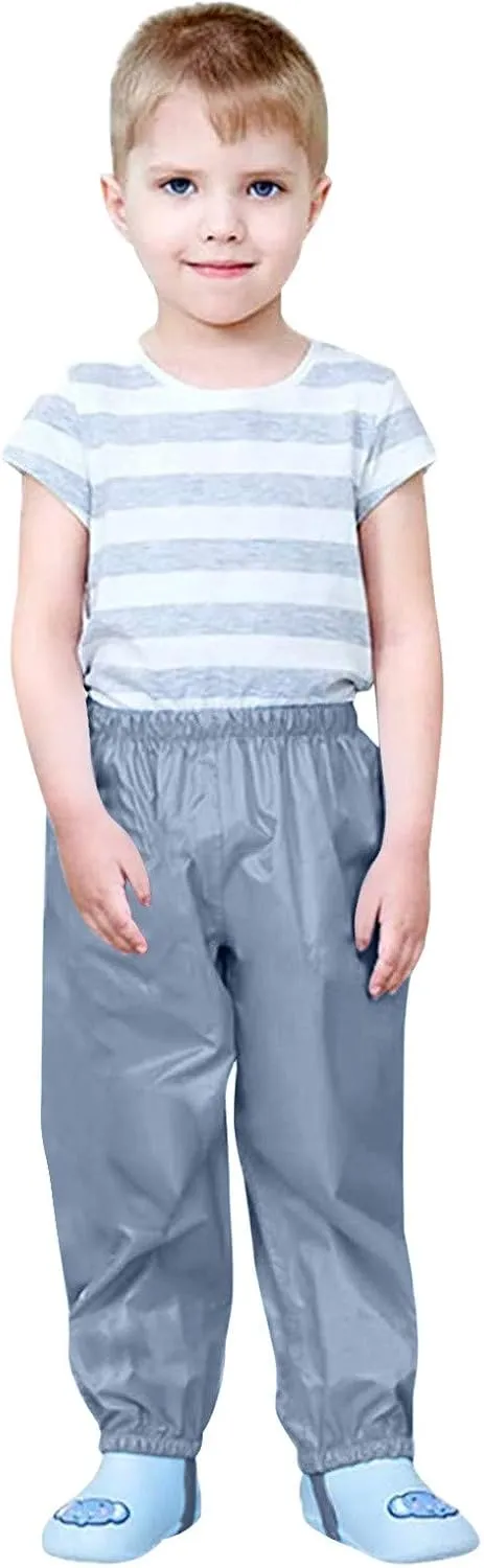 Girls Boys Waterproof Rain Pant Lightweight Rainwear Cotton Lined Elastic Waist for Toddler Kids Mud Pants Rain Gear