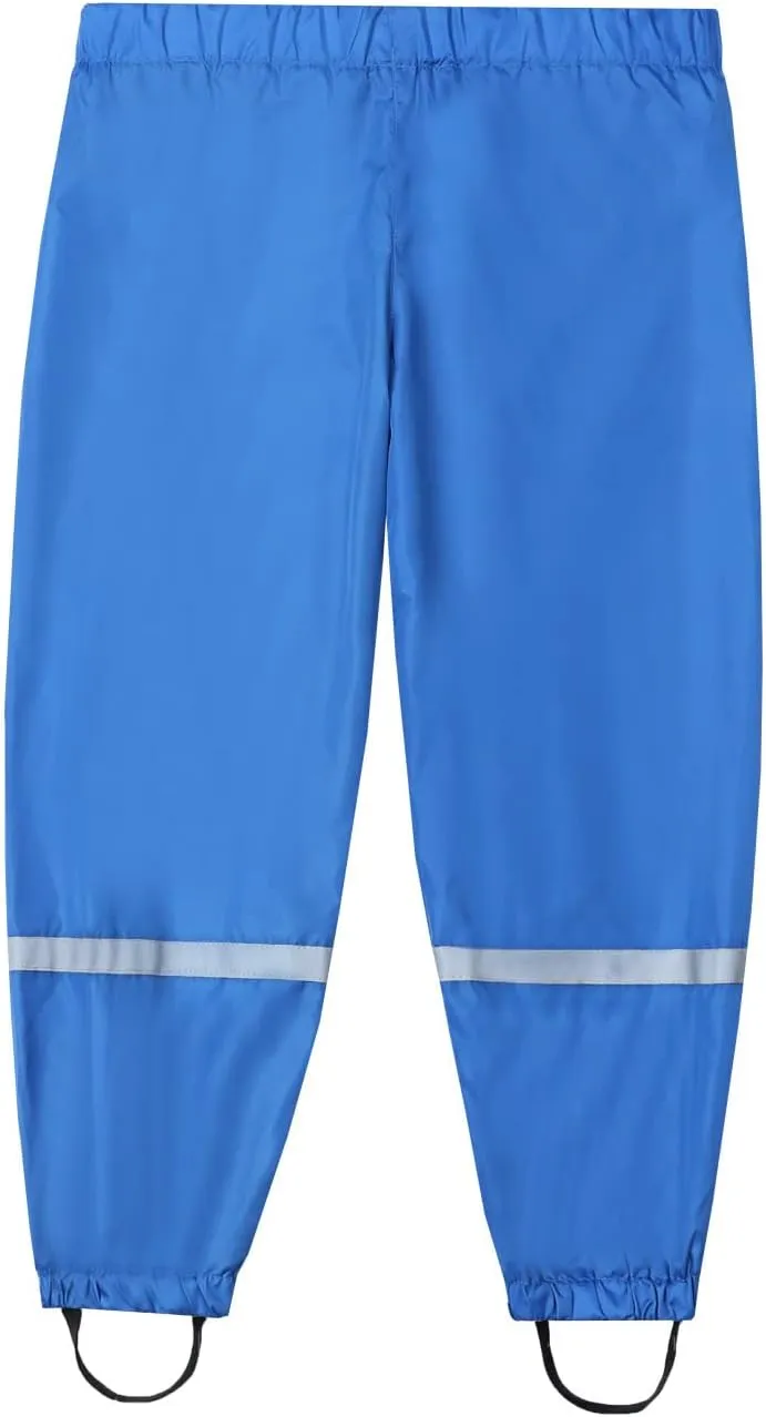 Girls Kids Waterproof Hiking Pants Cotton Lined Elastic Waist for Boys Rain Pants Lightweight Reflective Rain Wear