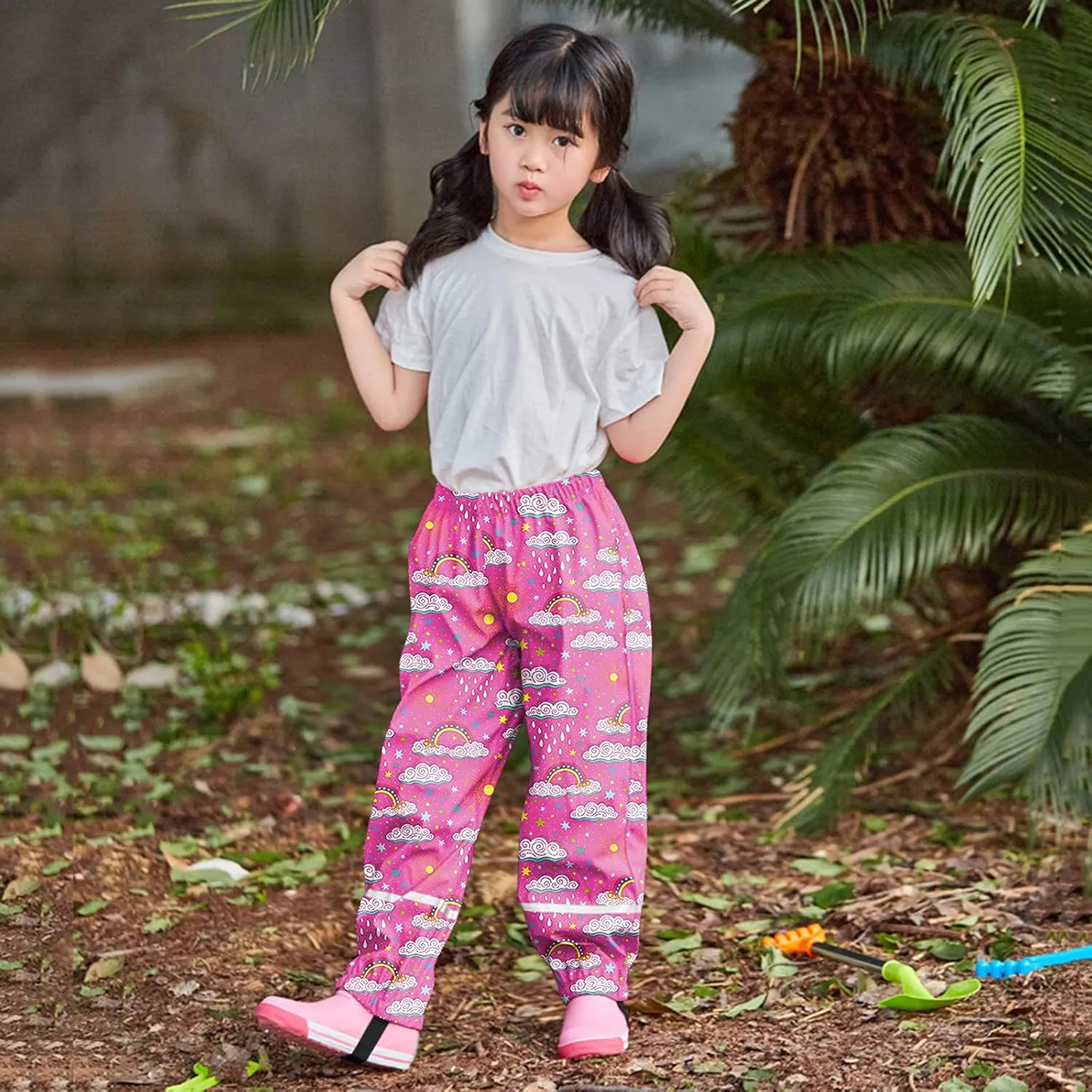 Girls Kids Waterproof Puddle-Dry Rain Pants for Toddler Boys Windproof Splash Rain Pants Breathable Mud Pants