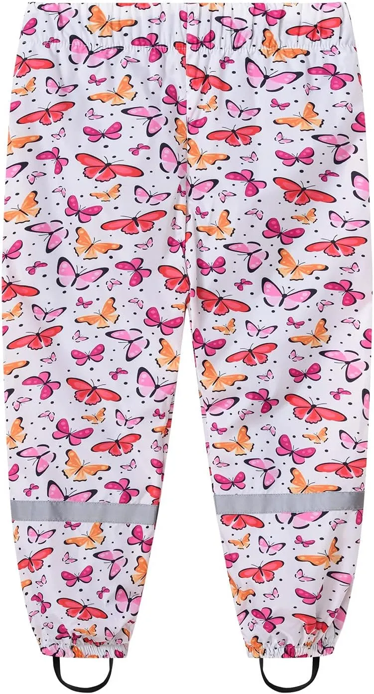 Girls Kids Waterproof Puddle-Dry Rain Pants for Toddler Boys Windproof Splash Rain Pants Breathable Mud Pants