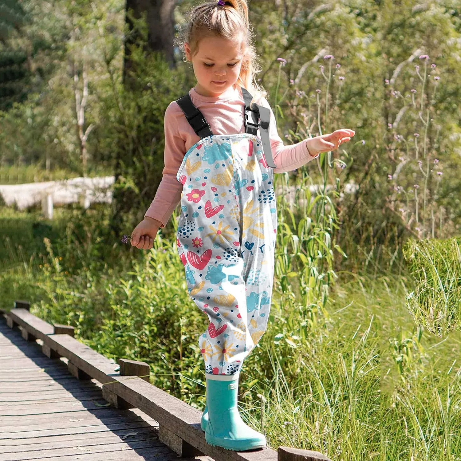 Girls Kids Waterproof Rain Pants Toddler Dirty Proof Suspender Trousers for Boys Cute Muddy Pants Rain Bib Overalls