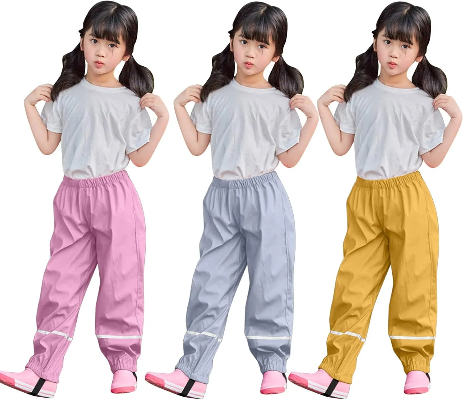 Infant Kids aterproof Rain Trousers Polyester Blend Children Windproof Breathable Bottoms Girls Hiking Clothes