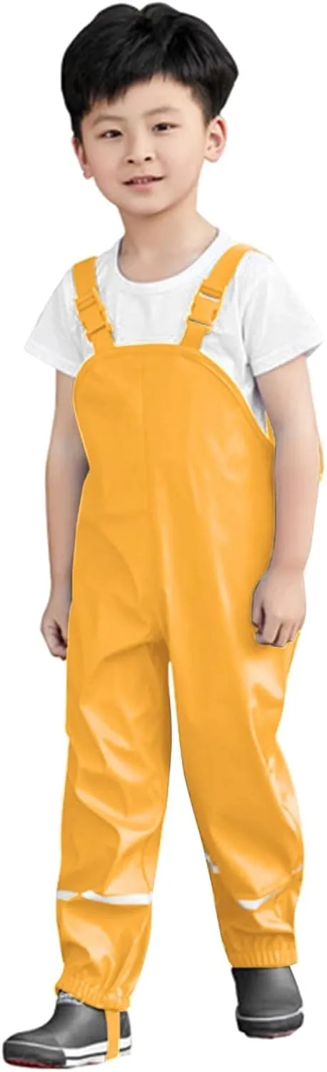 KAGAYD Kids Rain Pants Toddler Water-Proof Boys Girls Pants Mud Dirty Proof Rain Suspender Trousers Overalls