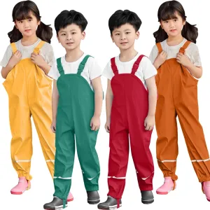 KAGAYD Kids Rain Pants Toddler Water-Proof Boys Girls Pants Mud Dirty Proof Rain Suspender Trousers Overalls