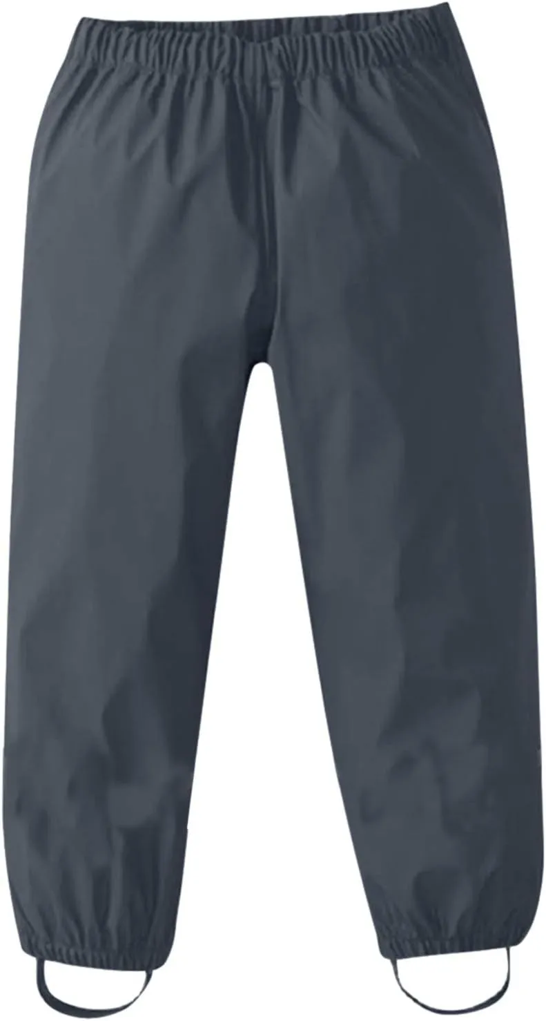 Kids Girls Boys Solid Rain Pants Toddler Windproof Mud Trousers with Elastic Cuffs Outdoor Lightweight Overalls