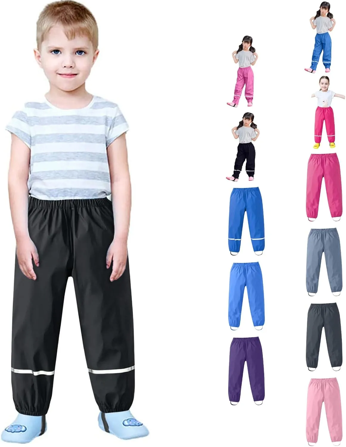 Kids Rain Pants Lightweight Waterproof Pants Outdoors Trousers for Boys Girls Waterproof Rain Pants