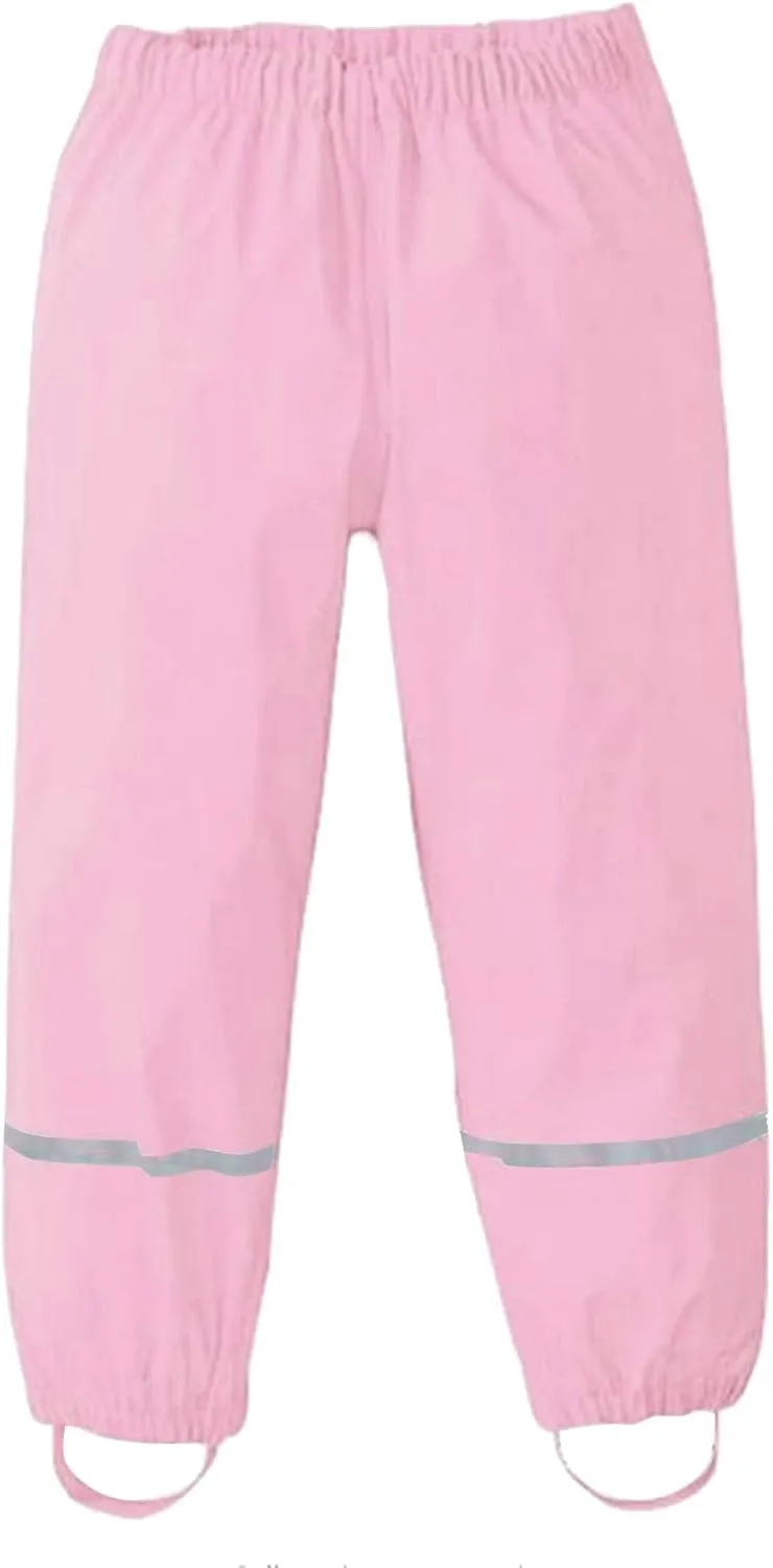 Kids Rain Pants, Toddler Waterproof Boys Girls Pants Lightweight Reflective Rain Wear for Boys Girls 1-12 Years