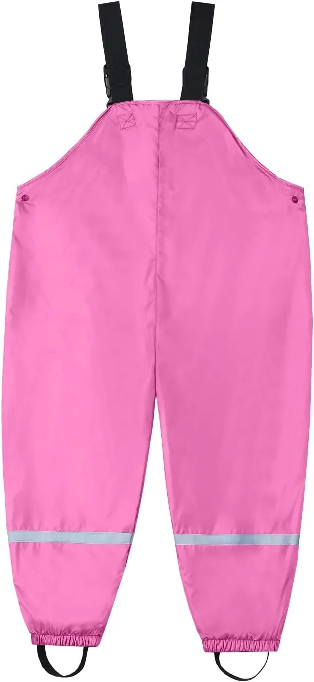 Kids Suspender Rain Pants Water-Proof Solid Color Pant Outdoors Lightweight Trousers for Boys Girls