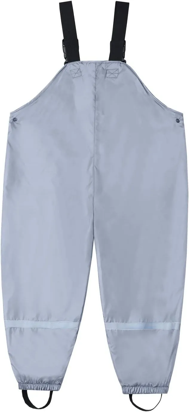 Kids Suspender Rain Pants Water-Proof Solid Color Pant Outdoors Lightweight Trousers for Boys Girls