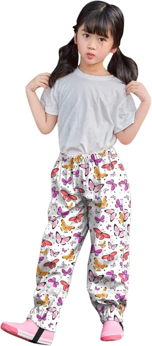 Kids Toddler Boys Girls Rain Pants, aterproof Boy Girl Pants, Mud Dirty Proof Rain Suspender Trousersand Breathable