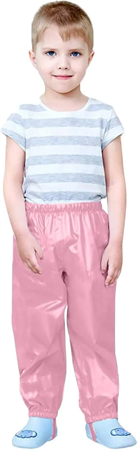 Kids Toddler Waterproof Rain Pants Dirty Proof Suspender Trousers Windproof and Breathable for Boys and Girls