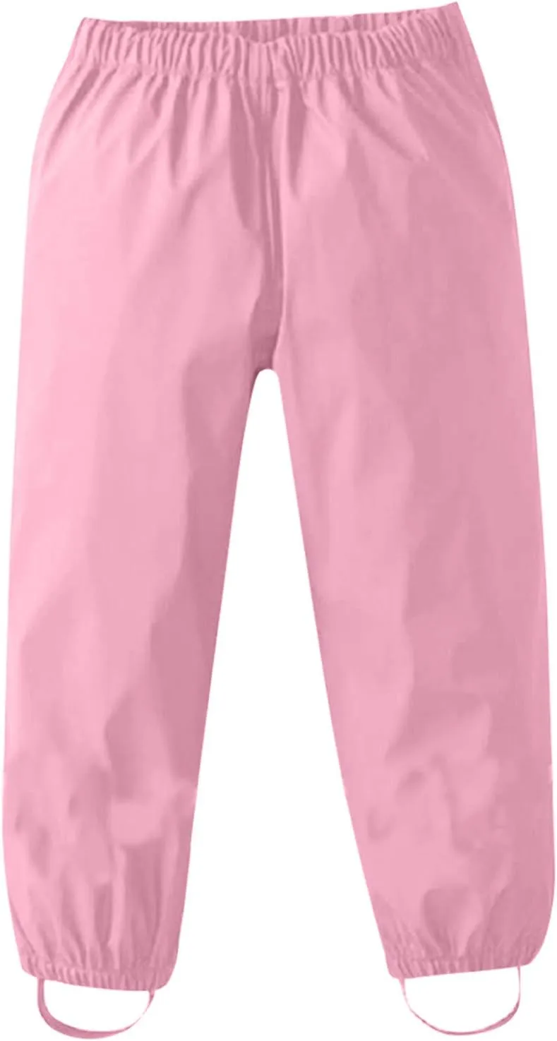 Kids Toddler Waterproof Rain Pants Dirty Proof Suspender Trousers Windproof and Breathable for Boys and Girls