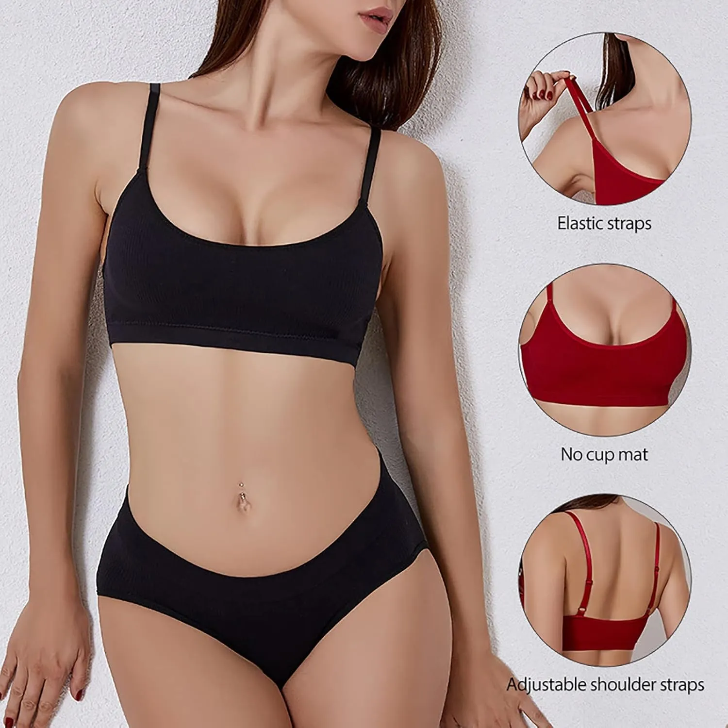 Lace Panties Set for Women Lingerie Solid Bralette and Choker