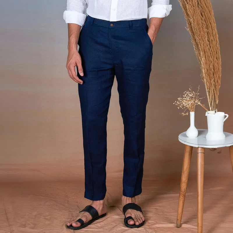 Linen Trouser Pants for Men | Navy Blue