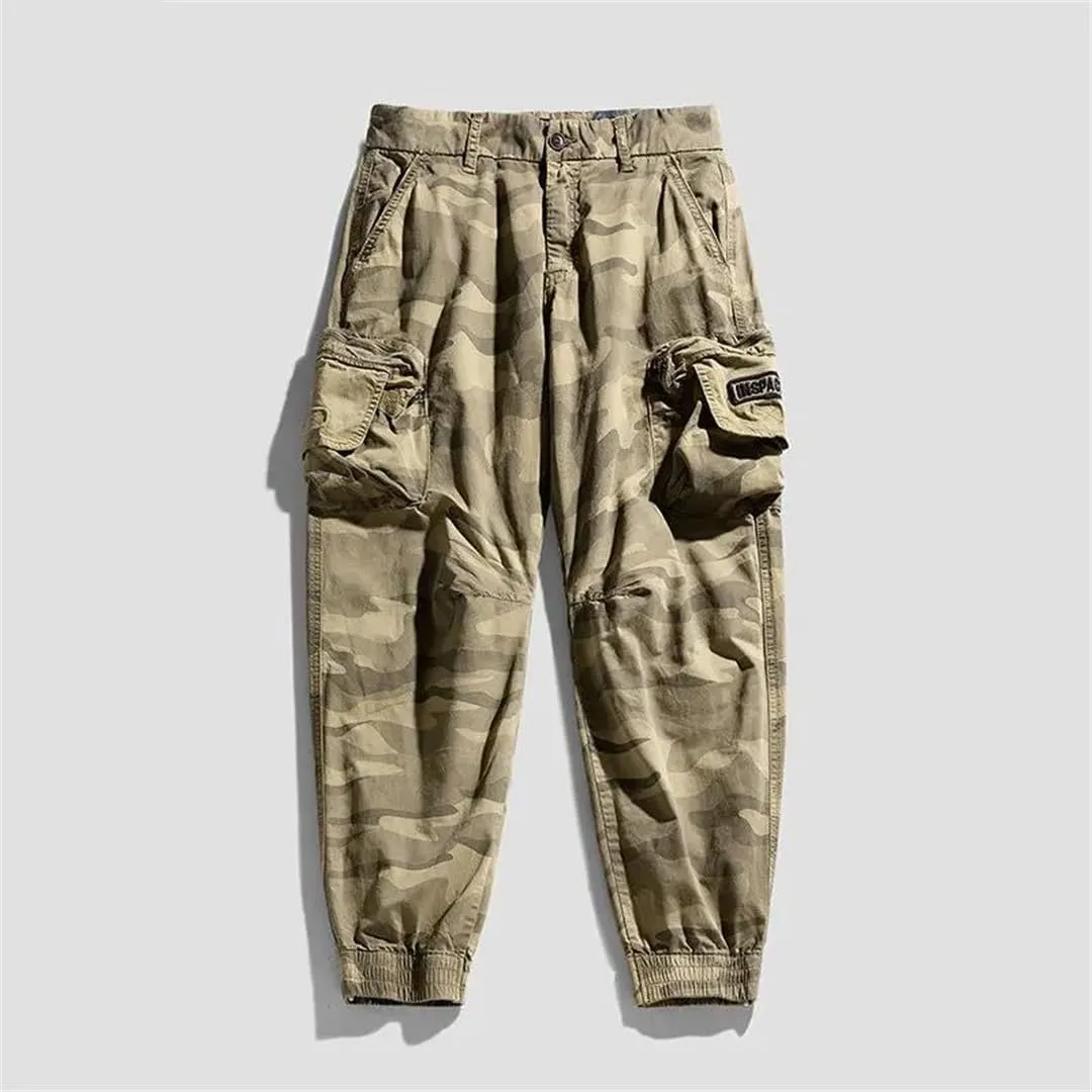 Men Cargo Pants Multi-Pocket Trousers Sweatpants Streetwear Tactical Joggers Camo Pants