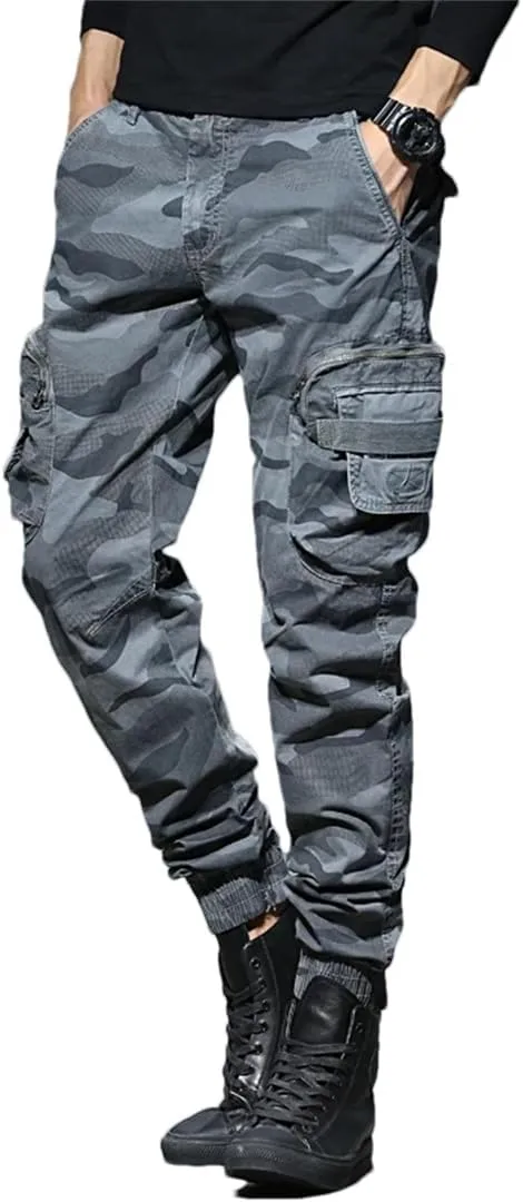 Men Cargo Pants Multi-Pocket Trousers Sweatpants Streetwear Tactical Joggers Camo Pants