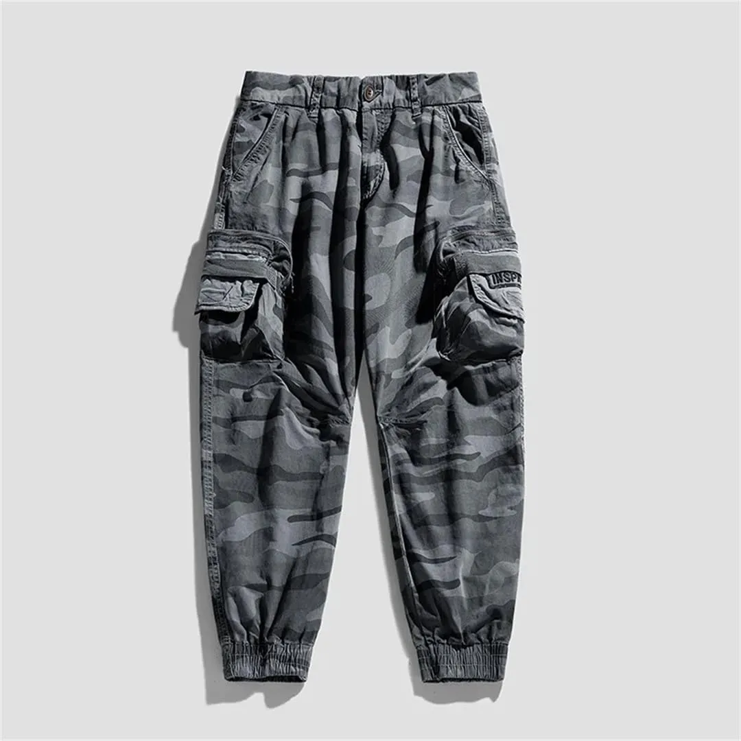 Men Cargo Pants Multi-Pocket Trousers Sweatpants Streetwear Tactical Joggers Camo Pants