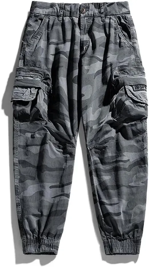 Men Cargo Pants Multi-Pocket Trousers Sweatpants Streetwear Tactical Joggers Camo Pants