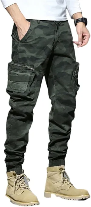Men Cargo Pants Multi-Pocket Trousers Sweatpants Streetwear Tactical Joggers Camo Pants