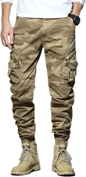 Men Cargo Pants Multi-Pocket Trousers Sweatpants Streetwear Tactical Joggers Camo Pants