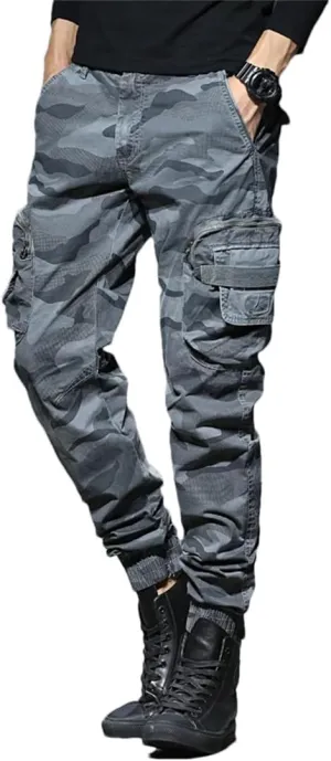 Men Cargo Pants Multi-Pocket Trousers Sweatpants Streetwear Tactical Joggers Camo Pants