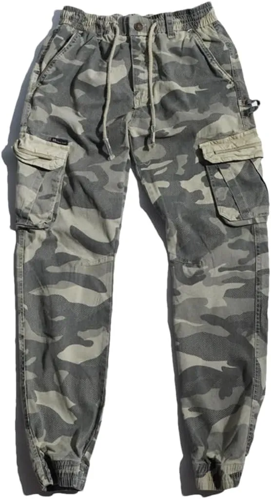 Mens Cargo Pants Multi-Pocket Hiphop Japanese Streetwear Trousers Jogging Camo Pants