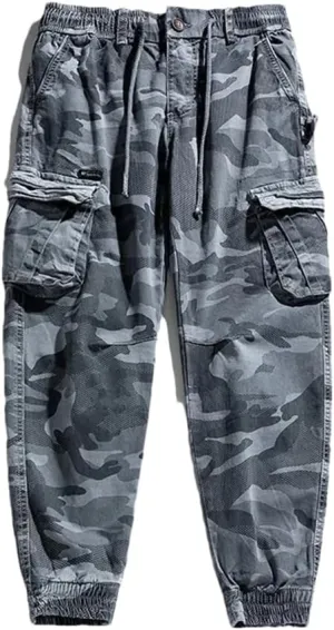 Mens Cargo Pants Multi-Pocket Hiphop Japanese Streetwear Trousers Jogging Camo Pants