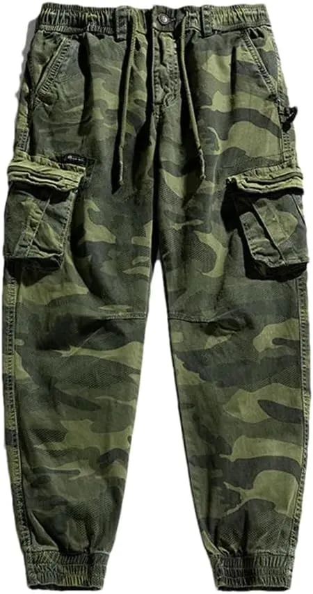 Mens Cargo Pants Multi-Pocket Hiphop Japanese Streetwear Trousers Jogging Camo Pants