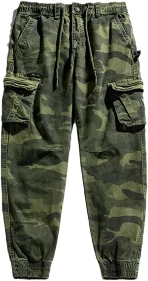 Mens Cargo Pants Multi-Pocket Hiphop Japanese Streetwear Trousers Jogging Camo Pants