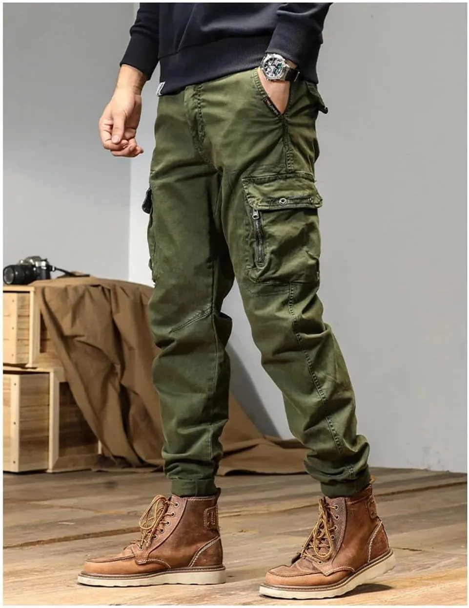 Men's Joggers Cargo Pants Multi-Pocket Trousers Harajuku Sweatpants Streetwear Khaki Pants