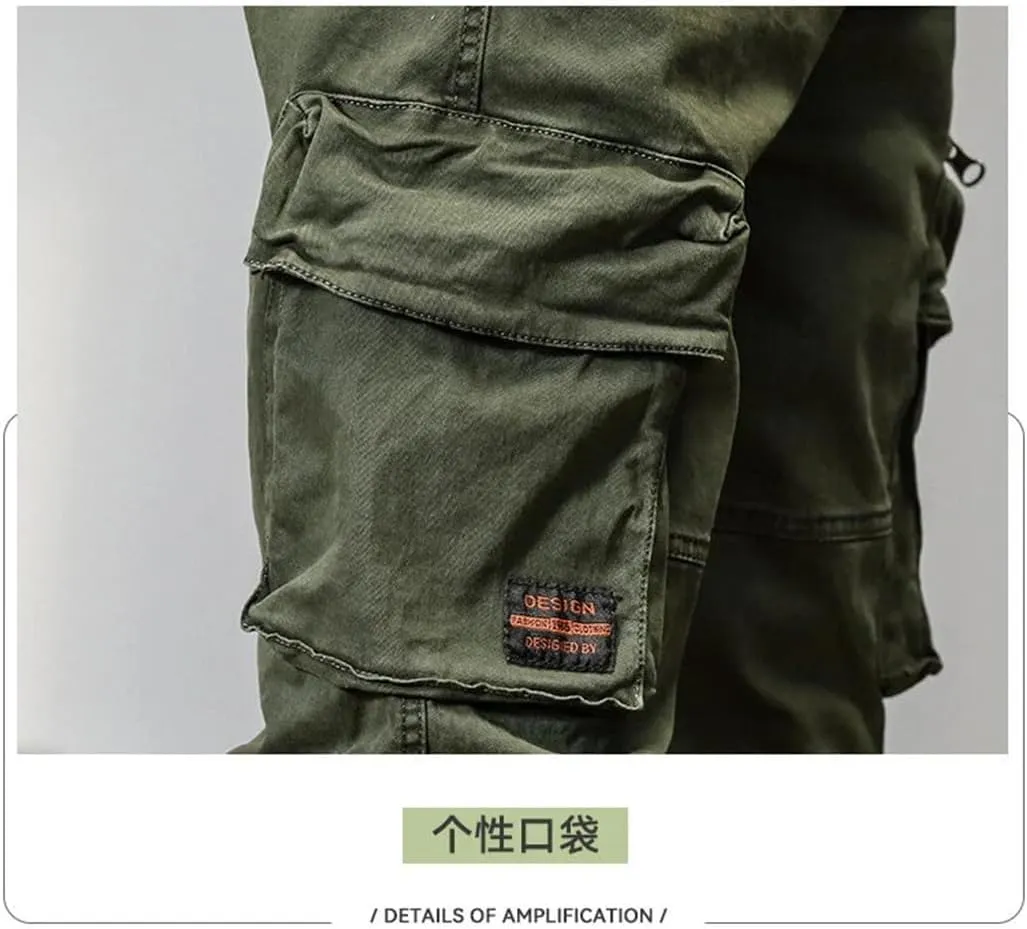 Mens Joggers Cargo Pants Multi-Pocket Trousers Sweatpants Streetwear Military Track Pants