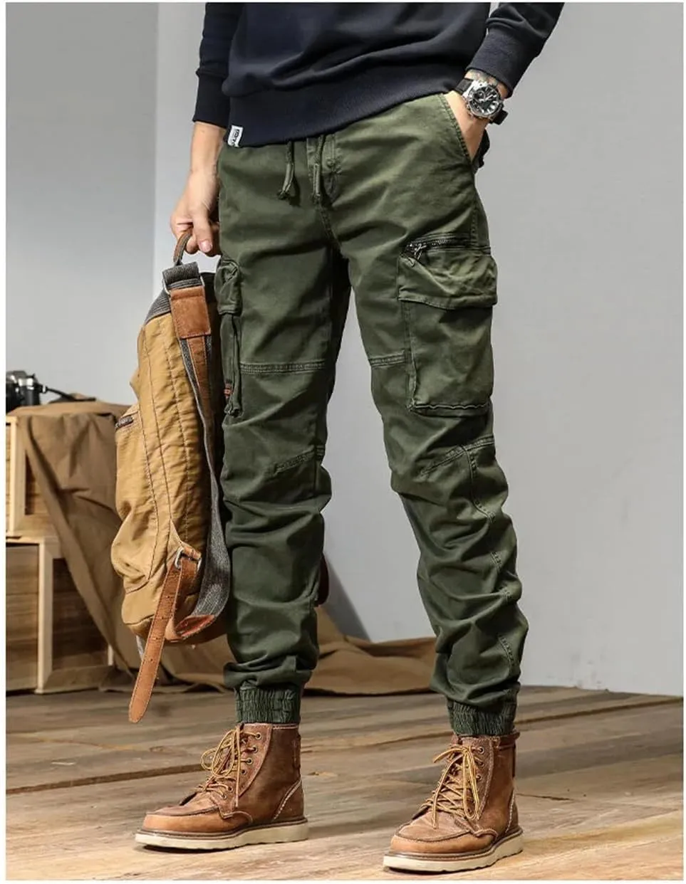 Mens Joggers Cargo Pants Multi-Pocket Trousers Sweatpants Streetwear Military Track Pants