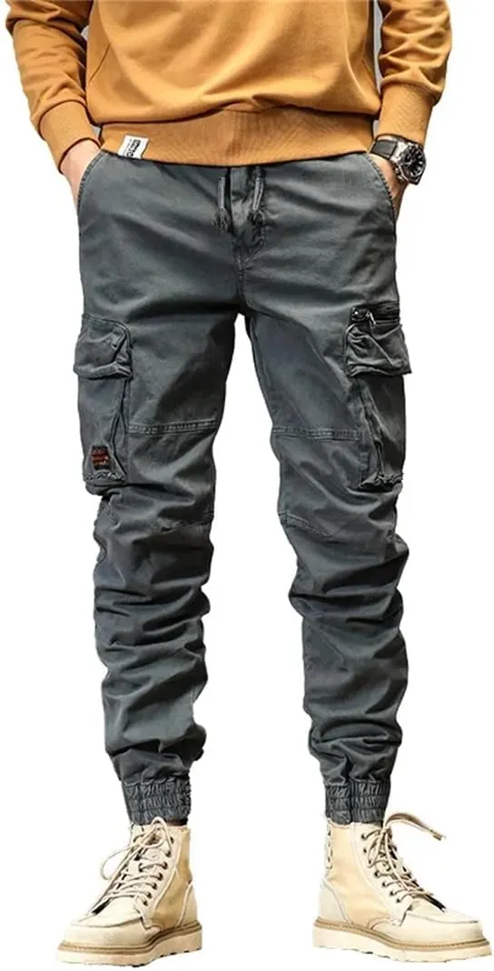Mens Joggers Cargo Pants Multi-Pocket Trousers Sweatpants Streetwear Military Track Pants