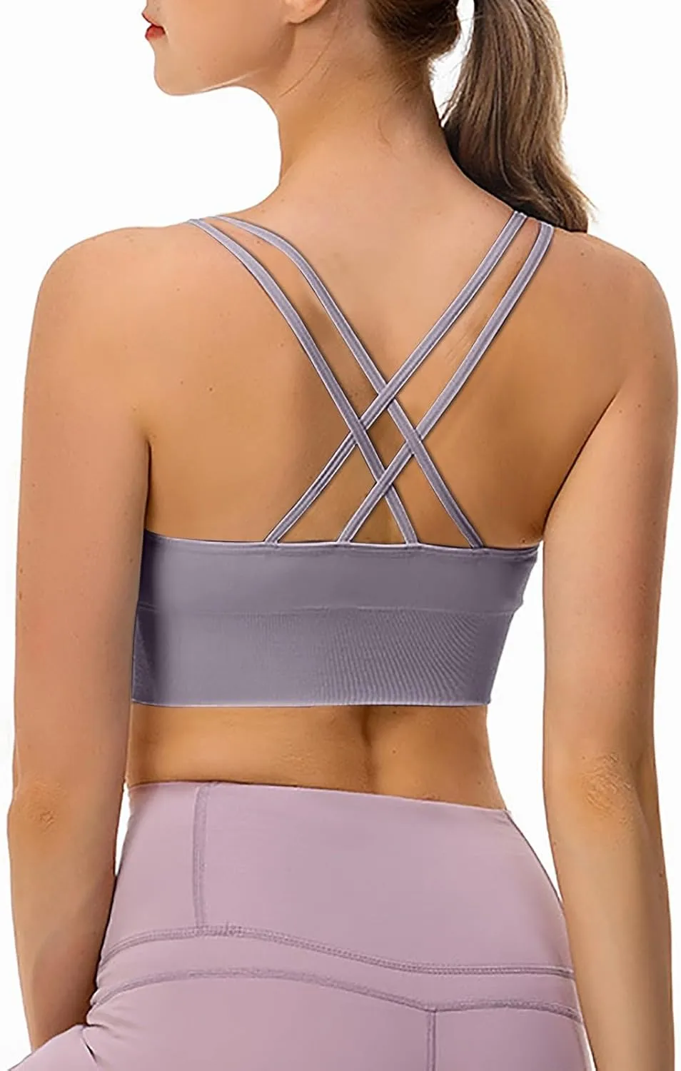 Non Padded Sports Bra with Seamless Smooth Comfort Wirefree Shirt Extra Support