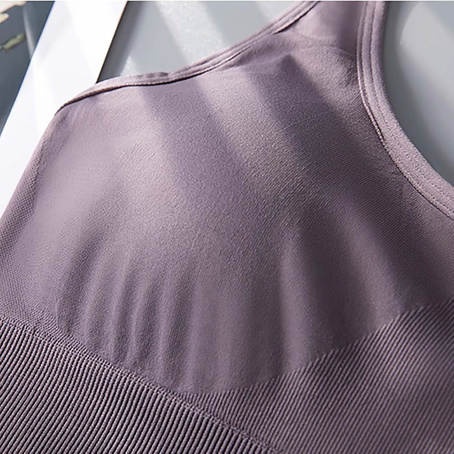 Non Padded Sports Bra with Seamless Smooth Comfort Wirefree Shirt Extra Support