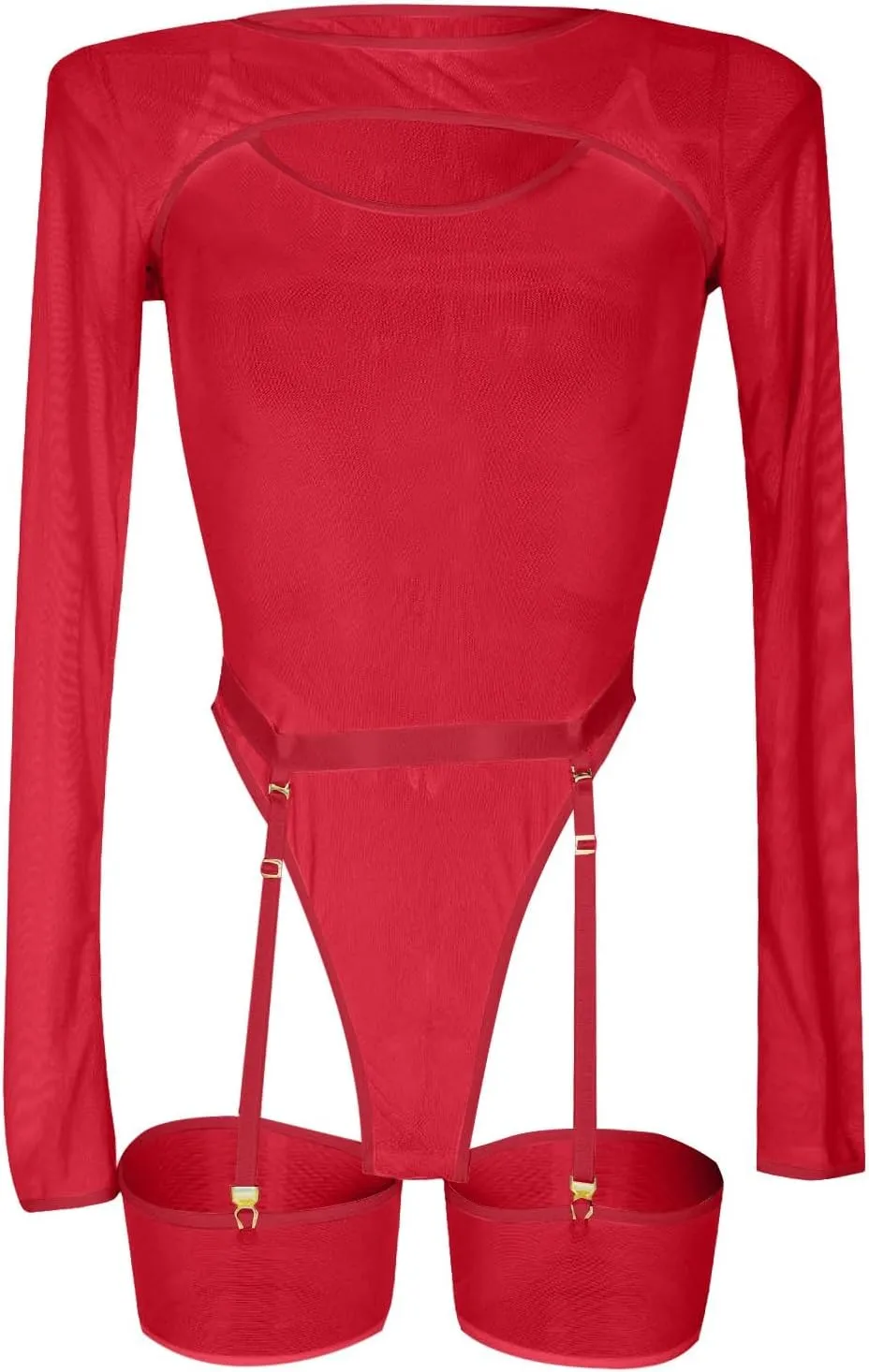 plus Size Women Lingerie Nightgown Cutout Sling Transparent Tight Sexy Lace Red Set