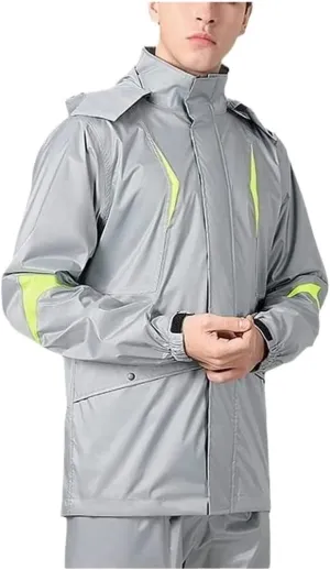 Raincoat Poncho Waterproof Breathable Rain Suit Raincoat Coat Poncho Hooded Raincoat Rainpants Set Rain Coat (Color : B, Size : X-Large)