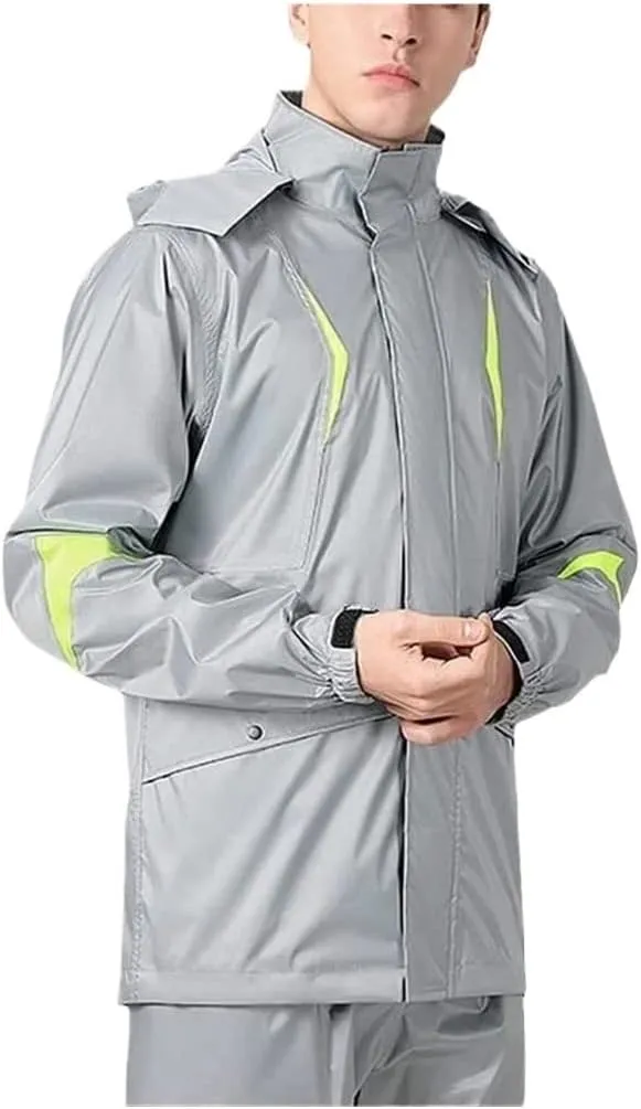 Raincoat Poncho Waterproof Breathable Rain Suit Raincoat Coat Poncho Hooded Raincoat Rainpants Set Rain Coat (Color : B, Size : X-Large)
