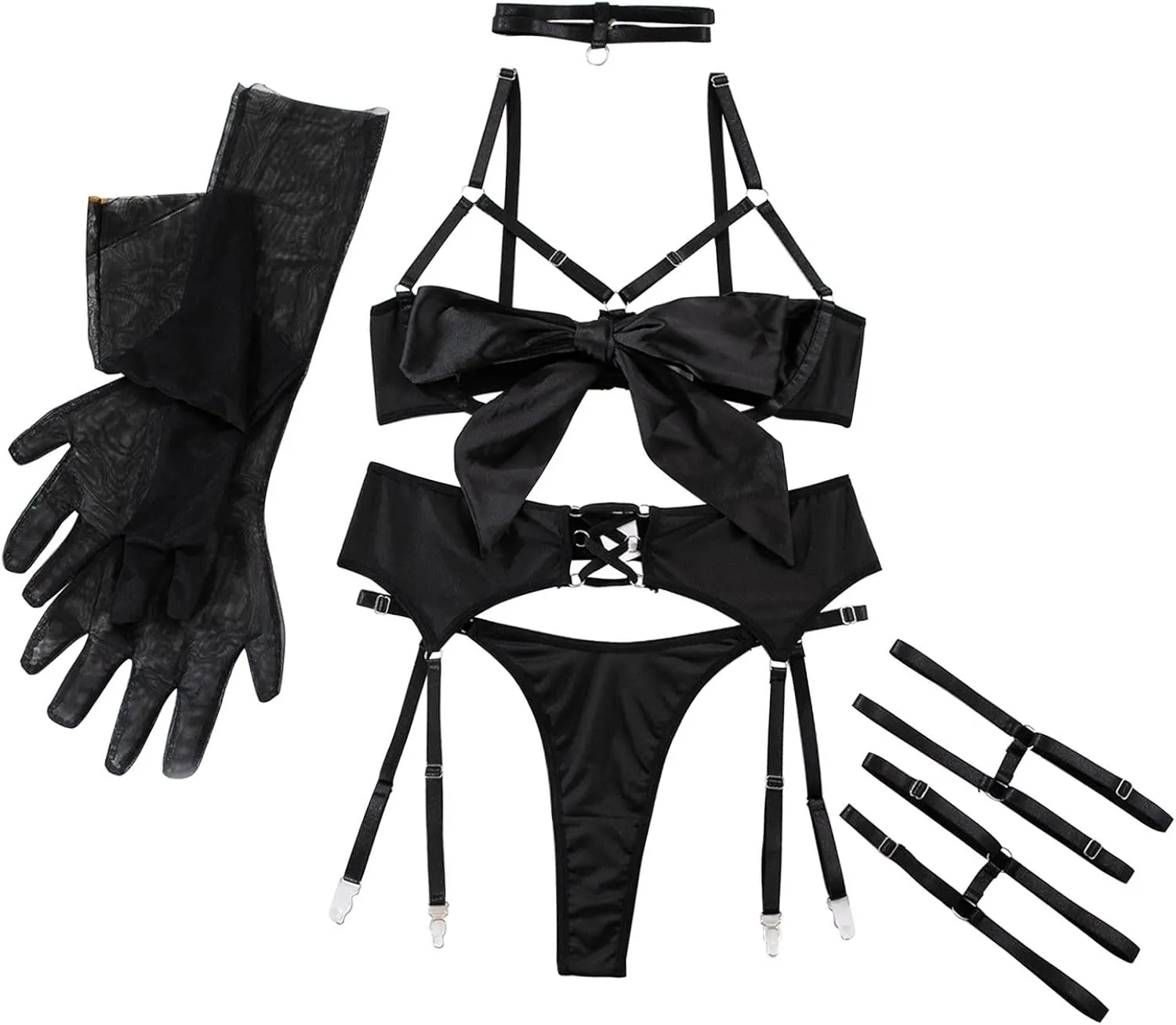 Sexy Gothic Lingerie for Women And Panty Set Strappy Lace Romper plus