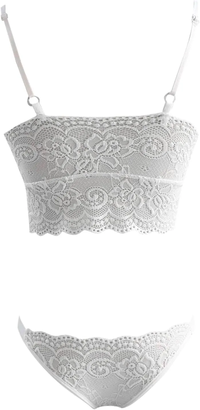 Sexy Gothic Lingerie for Women Set Two Piece Underwear Lace Sleepwear Steel plus Size