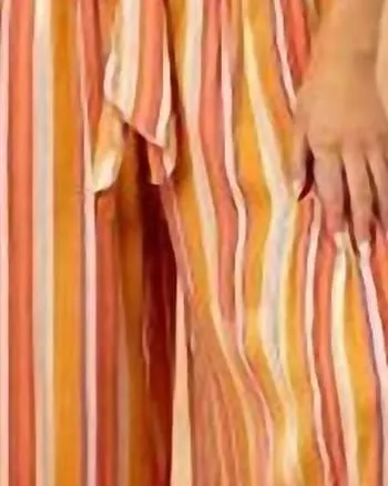 Striped Front Tie Flowy Wide Leg Pants in Multi | Multi